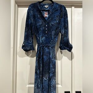 Avenue Elegant Blue Patterned Dress